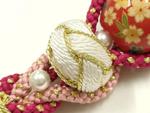 平和屋着物●和装小物　振袖用帯締め　装飾　飾り玉　あわじ玉　金糸　正絹　逸品　未使用　AABI2294ay
