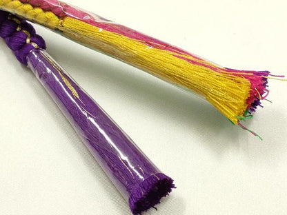 平和屋着物●和装小物　振袖用帯締め　装飾　ビーズ　花　金糸　正絹　逸品　未使用　AABI2299ay