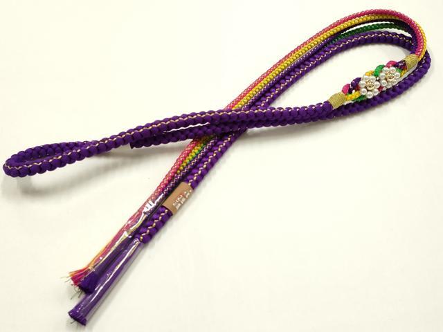平和屋着物●和装小物　振袖用帯締め　装飾　ビーズ　花　金糸　正絹　逸品　未使用　AABI2299ay