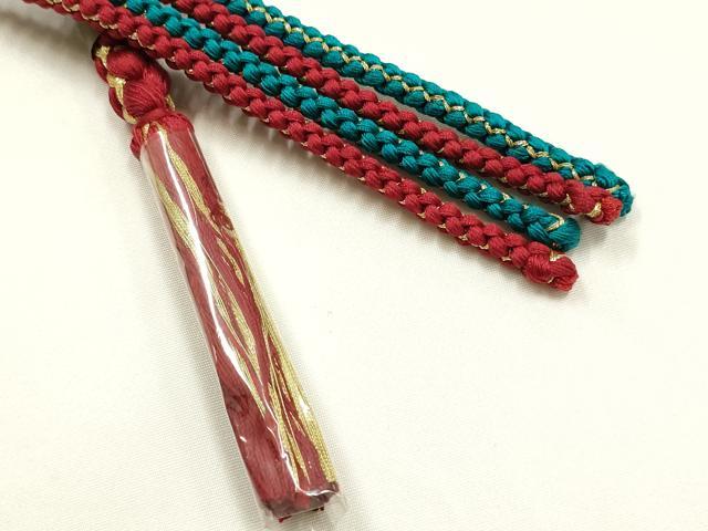 平和屋着物●和装小物　上質な帯締め　装飾　飾り玉　ビーズ　金糸　正絹　逸品　未使用　AABI2300ay