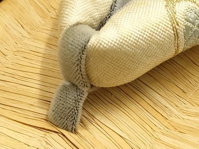平和屋着物●和装小物　下駄　畳表　扇面花文　金糸　金彩　鼻緒帯地使用　逸品　AABI2303ay