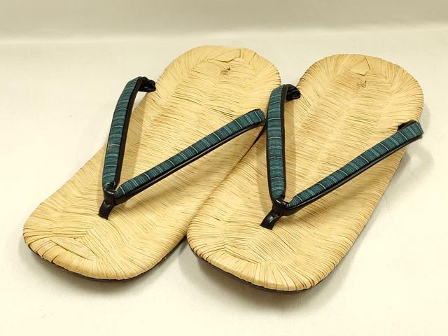 平和屋着物●男性　和装小物　雪駄　畳表　本革底　逸品　未使用　AABI2313ay