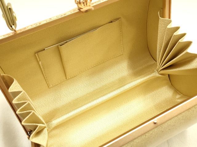 平和屋着物●和装小物　和装バッグ・草履セット　ハンドバッグ　エナメル　花柄　金銀彩　逸品　AABI2316ay