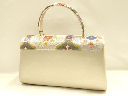 平和屋着物●和装小物　和装バッグ・草履セット　手刺繍　ハンドバッグ　本皮底　Mサイズ　逸品　未使用　AABI2317ay