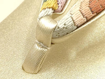 平和屋着物●和装小物　和装バッグ・草履セット　手刺繍　ハンドバッグ　本皮底　Mサイズ　逸品　未使用　AABI2317ay