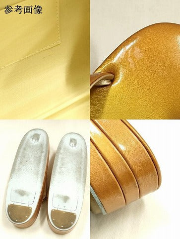 平和屋着物●和装小物　和装バッグ・草履セット　ハンドバッグ　道長文様　本革製品　金彩　逸品　AABI2319ay