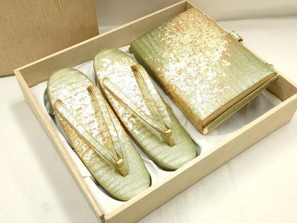 平和屋着物●和装小物　和装バッグ・草履セット　ハンドバッグ　クラッチバッグ　金糸　逸品　AABI2320ay