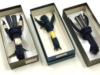 平和屋着物▼男性 和装小物 羽織紐3点 平組・丸組 青色系 切り房・撚り房 大丸扱い 正絹 逸品 未使用 AABI2327ay