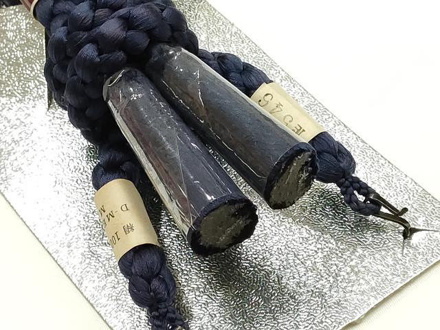 平和屋着物▼男性 和装小物 羽織紐3点 平組・丸組 青色系 切り房・撚り房 大丸扱い 正絹 逸品 未使用 AABI2327ay