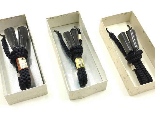 平和屋着物▼男性　和装小物　羽織紐3点　丸組　青色系　正絹　逸品　未使用　AABI2329ay