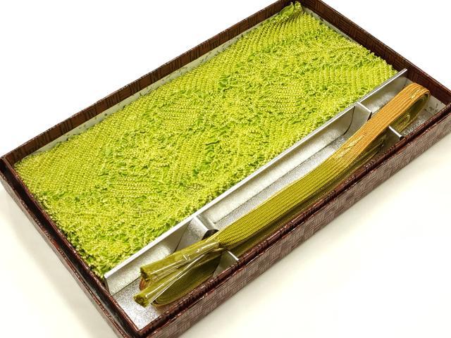 平和屋着物●和装小物　帯締め・帯揚げセット　高麗組　柄絞り　草花地紋　金糸　暈し　正絹　逸品　未使用　AABI2378ay