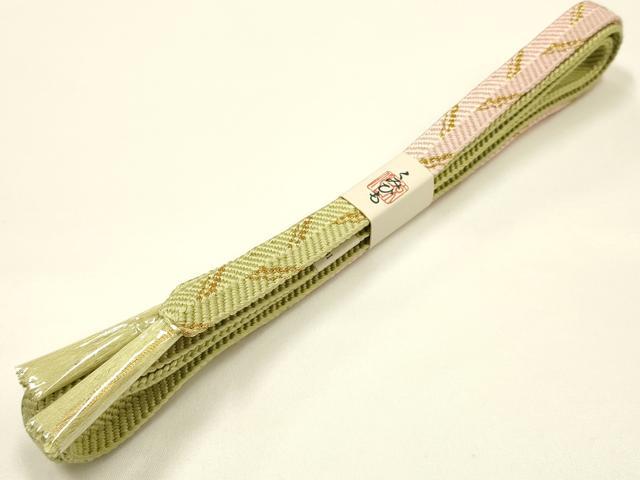 平和屋着物●和装小物　帯締め・帯揚げセット　笹浪組　金糸　舞花文　金彩　正絹　逸品　未使用　AABI2391ay