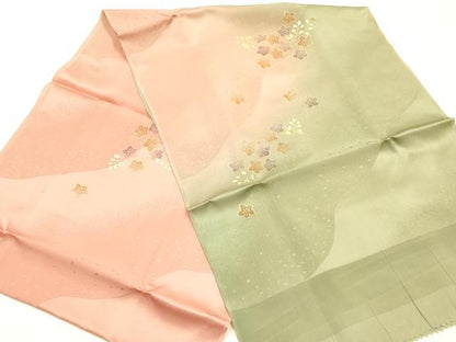 平和屋着物●和装小物　帯締め・帯揚げセット　笹浪組　金糸　舞花文　金彩　正絹　逸品　未使用　AABI2391ay