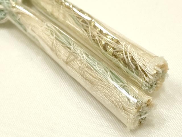 平和屋着物＊夏物 和装小物 帯締め・帯揚げセット 平組 レース組 金糸 幾何学模様 銀彩 暈し染め 逸品 未使用 AABI2392ay