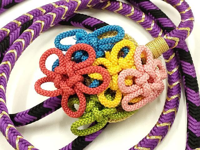 平和屋着物●和装小物　振袖用帯締め　装飾　飾り紐　金糸　正絹　逸品　未使用　AABI2399ay