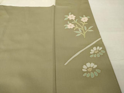 平和屋着物●京友禅　米沢新之助　訪問着　駒刺繍　花鳥文　金彩　正絹　逸品　AABI2403ck