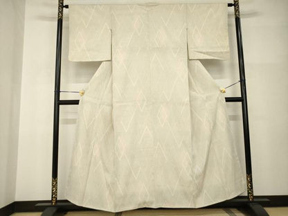 平和屋着物●本塩沢　菱文　亀甲絣　正絹　逸品　AABI2404ck