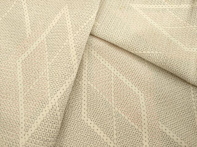 平和屋着物●本塩沢　菱文　亀甲絣　正絹　逸品　AABI2404ck
