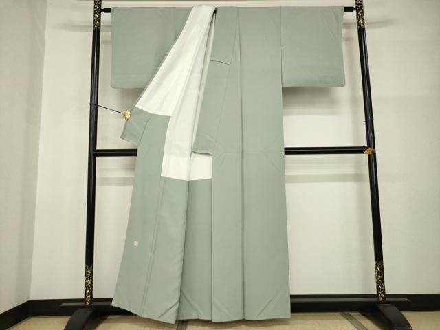 平和屋着物●人間国宝・羽田登喜男　色無地　利休色　正絹　逸品　AABI2406ck