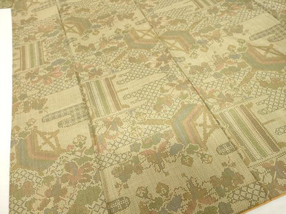 平和屋着物●本場大島紬　一元絣　糸巻き花文　正絹　逸品　AABI2407ck