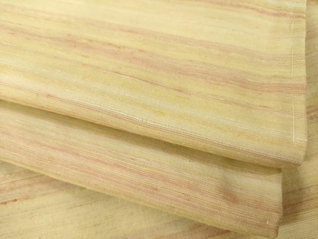 平和屋着物●紅花紬　米沢　横段霞文　正絹　逸品　AABI2408ck