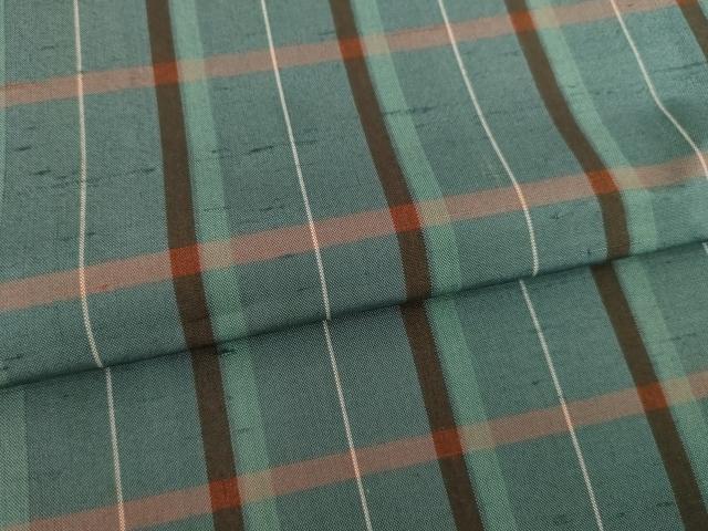 平和屋着物●上質な紬　格子　正絹　逸品　AABI2409ck