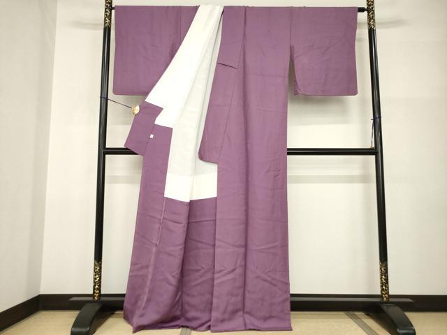 平和屋着物●上質な色無地　鳳凰花地紋　似せ紫色　正絹　逸品　AABI2410ck