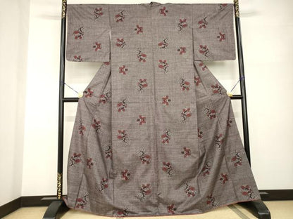 平和屋着物●本場大島紬　一元絣　花丸文　正絹　逸品　AABI2413ck