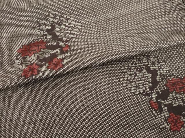 平和屋着物●本場大島紬　一元絣　花丸文　正絹　逸品　AABI2413ck