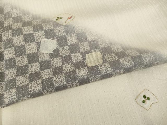 平和屋着物●訪問着　刺繍　市松箔散らし文様　暈し染め　金糸　正絹　逸品　AABI2414ck