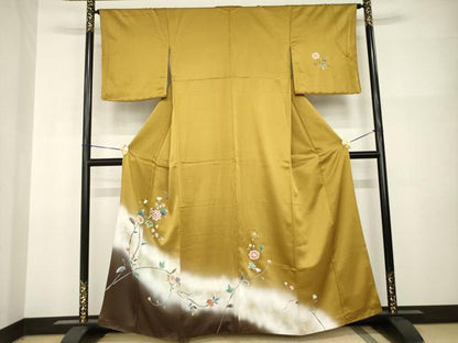 平和屋着物●訪問着　更紗花文　暈し染め　金彩　正絹　逸品　AABI2415ck