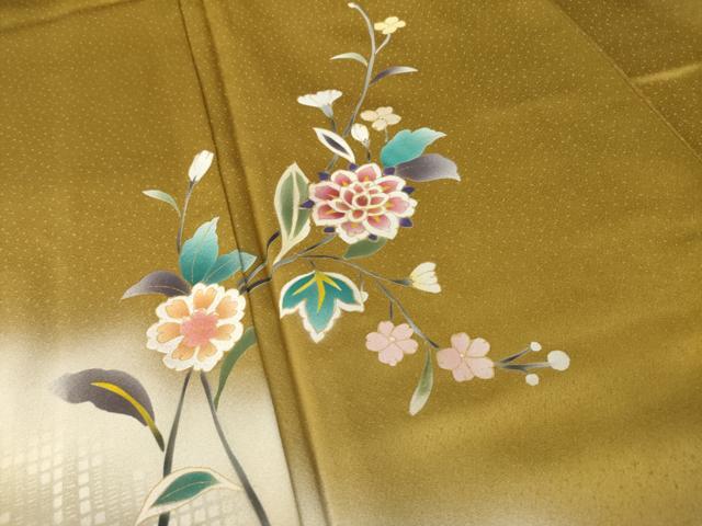 平和屋着物●訪問着　更紗花文　暈し染め　金彩　正絹　逸品　AABI2415ck