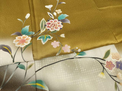 平和屋着物●訪問着　更紗花文　暈し染め　金彩　正絹　逸品　AABI2415ck