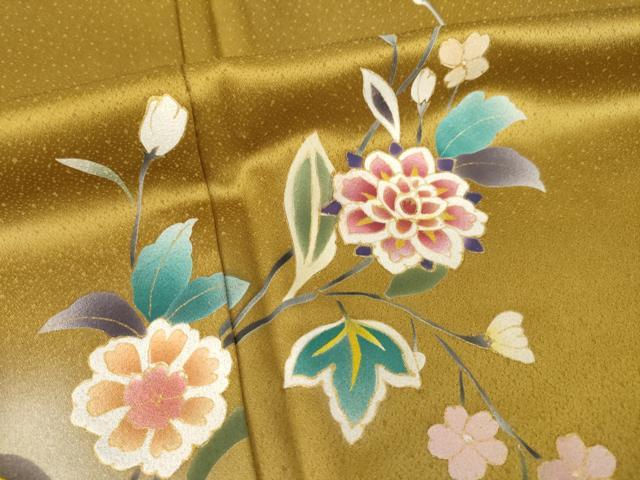 平和屋着物●訪問着　更紗花文　暈し染め　金彩　正絹　逸品　AABI2415ck