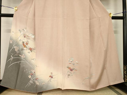 平和屋着物●訪問着　友禅　駒刺繍　地紙花文　暈し染め　正絹　逸品　AABI2418ck