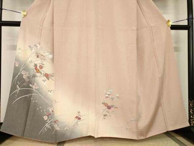 平和屋着物●訪問着　友禅　駒刺繍　地紙花文　暈し染め　正絹　逸品　AABI2418ck