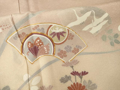 平和屋着物●訪問着　友禅　駒刺繍　地紙花文　暈し染め　正絹　逸品　AABI2418ck