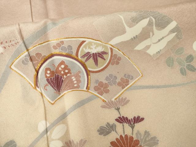平和屋着物●訪問着　友禅　駒刺繍　地紙花文　暈し染め　正絹　逸品　AABI2418ck