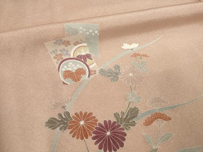平和屋着物●訪問着　友禅　駒刺繍　地紙花文　暈し染め　正絹　逸品　AABI2418ck