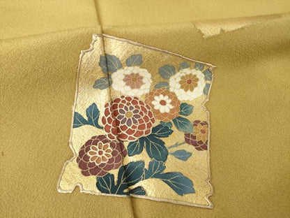 平和屋着物●訪問着　道長色紙花文　金彩　正絹　逸品　AABI2420ck