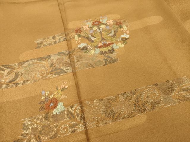 平和屋着物●訪問着　竹屋町刺繍　向かい鳥花丸文　金彩　正絹　逸品　AABI2422ck