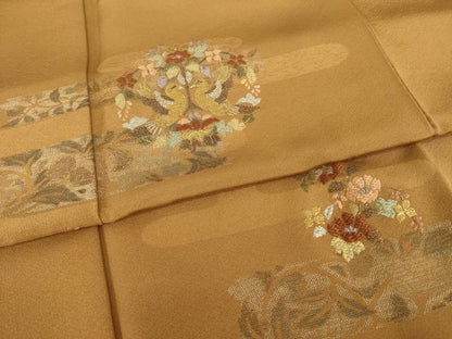 平和屋着物●訪問着　竹屋町刺繍　向かい鳥花丸文　金彩　正絹　逸品　AABI2422ck