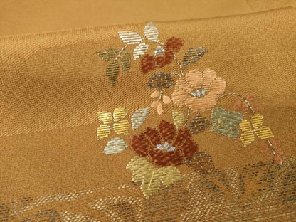 平和屋着物●訪問着　竹屋町刺繍　向かい鳥花丸文　金彩　正絹　逸品　AABI2422ck
