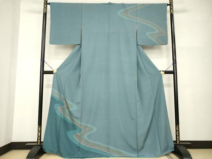 平和屋着物●野村秀男　江戸小紋　訪問着　流水花文　正絹　逸品　AABI2423ck