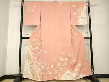 平和屋着物●訪問着　友禅　駒刺繍　雪輪花丸文　暈し染め　金彩　正絹　逸品　AABI2426ck