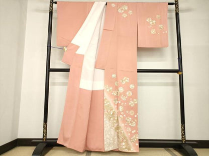平和屋着物●訪問着　友禅　駒刺繍　雪輪花丸文　暈し染め　金彩　正絹　逸品　AABI2426ck