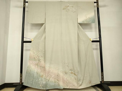 平和屋着物●訪問着　飛鶴風景文　暈し染め　正絹　逸品　AABI2427ck