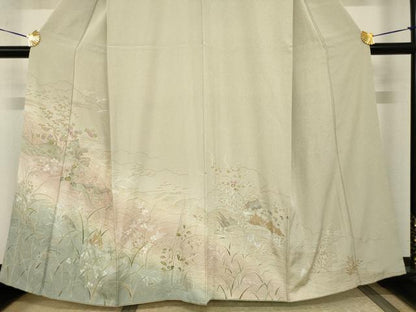 平和屋着物●訪問着　飛鶴風景文　暈し染め　正絹　逸品　AABI2427ck