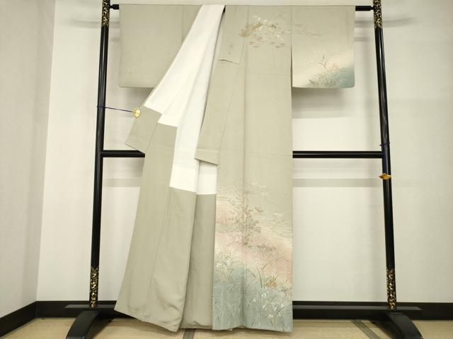 平和屋着物●訪問着　飛鶴風景文　暈し染め　正絹　逸品　AABI2427ck