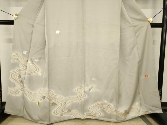 平和屋着物●金彩友禅作家　金彩の魔術師　堀省平　金煌織　訪問着　竜田川　金銀彩　正絹　逸品　AABI2429ck